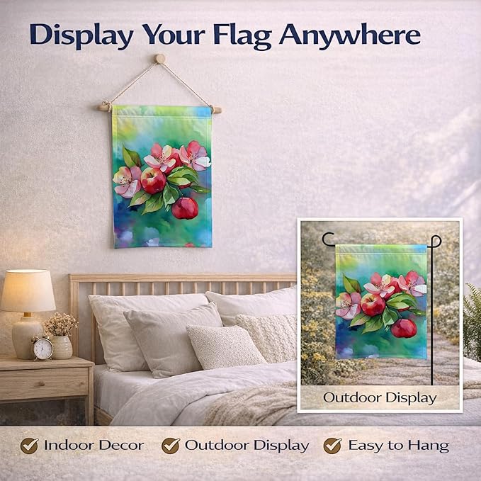 Caroline's Treasures Arkansas Apple Blossom in Watercolor Garden Flag Mailbox Flag Decorative Yard Flag Banner Outside Patio Artwork Yard Flower Beds, Garden Size, Multicolor