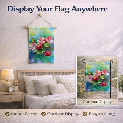 Caroline's Treasures Arkansas Apple Blossom in Watercolor Garden Flag Mailbox Flag Decorative Yard Flag Banner Outside Patio Artwork Yard Flower Beds, Garden Size, Multicolor