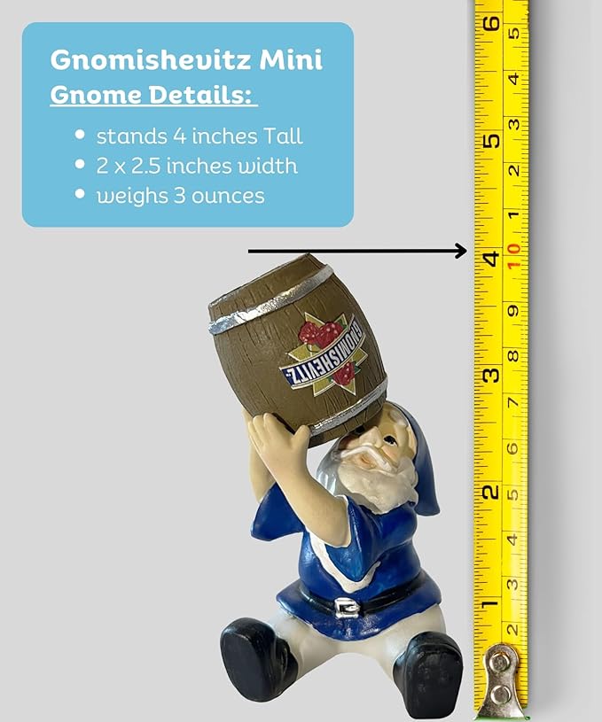 Gnometastic Mini Gnomes Drinking Gnome Statue, 4in - Funny Garden Gnomes Decorations for Yard and Outdoor - Gnomishevitz Wine Gnome for Fairy Garden, Planter Pots, Gnome Decor
