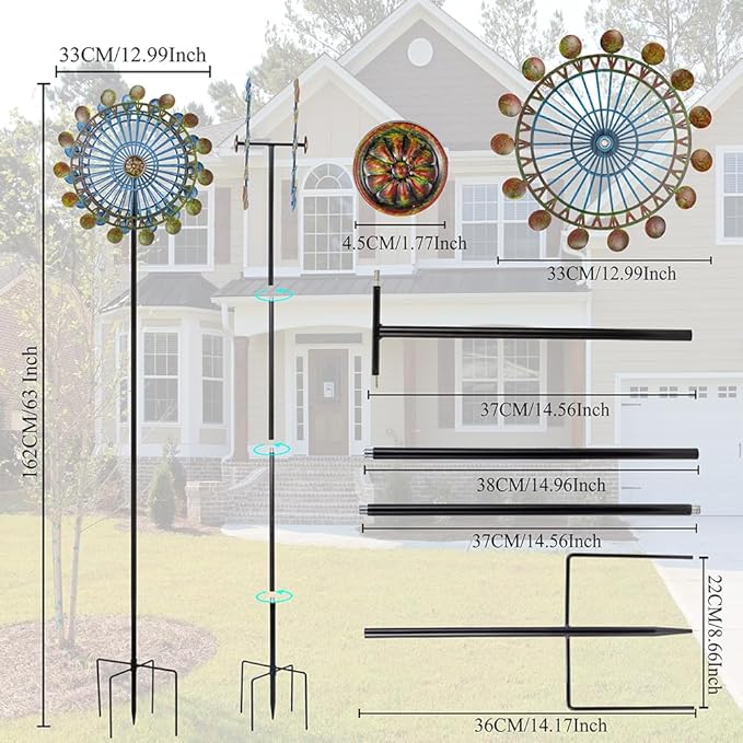 Metal Wind Spinners for Outdoor, Spinning Wind Sculpture with Sturdy Metal Stake, Art Decor for Garden, Yard, Patio, Lawn - Ideal Gift for Family & Friends