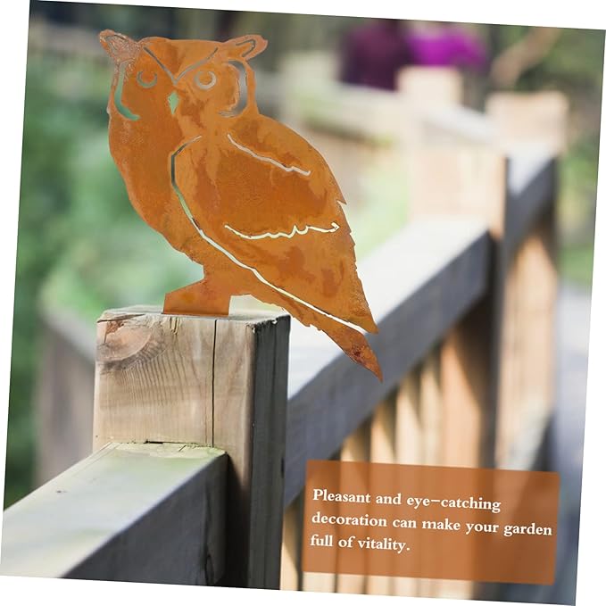 1Pc Owl Shaped Iron Garden Stake Decor Durable Outdoor Statue for Vibrant Courtyard Unique Owl Brighten Up Your Garden for Decor and Garden Art