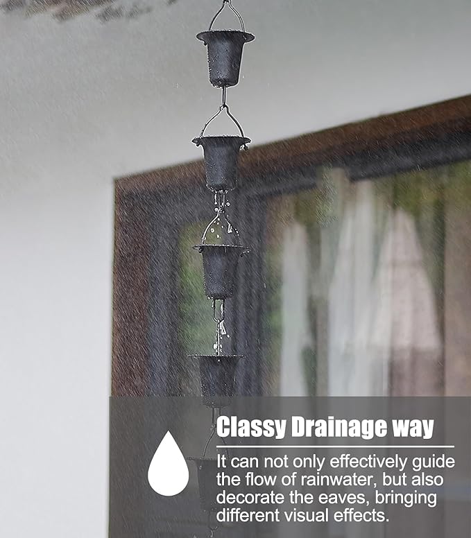 Outside Hanging Rain Catcher Rain CupsChime, Unique Cup Japanese for Rain Gutter & Replacement Downspout, Durable Copper Rain Catcher Chain, Hanging Balcony Water Chain