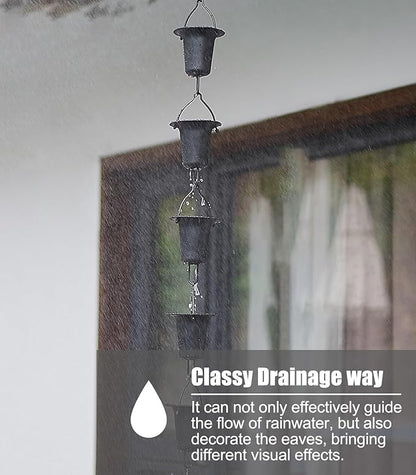 Outside Hanging Rain Catcher Rain CupsChime, Unique Cup Japanese for Rain Gutter & Replacement Downspout, Durable Copper Rain Catcher Chain, Hanging Balcony Water Chain