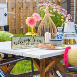 Patio Signs Welcome To Our Patio Sign Wooden Hanging Patio Wall Decor Rustic Patio Sign Outdoor Decoration For Patio, Porch, Front Door, Garden Decor, 16''x5''