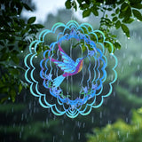 Bnesi Hummingbird Wind Spinner Novel Hummingbird Gifts for Women Metal Hanging Wind Spinner Hummingbird Decor Metal Bird Wind Chimes Hummingbird House Yard Art Garden Decor (Hummingbird)