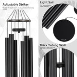 Vanquer Wind Chimes for Outside Deep Tone - 48'' Wind Chimes Outdoor Clearance, Deep Tone, Memorial WindChimes, Outdoor Décor, Wind Spinner, Sympathy Gift, Patio, Home Décor (Black)