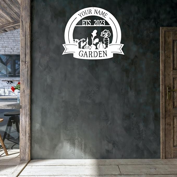 CFC0121321 Vegetable Farm Sign - Outdoor Decor, Personalized Metal Garden Plaques, Custom Name Signs for Men, Women, Mom, Dad, Rustic Decorations