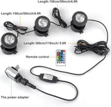 RGB Pond Lights with Timer, LED Underwater Submersible Colorful Landscape Spotlights, 98ft Remote Control IP68 Waterproof Fountain Lights for Fish Aquarium Tank Garden Yard Pool (Set of 3)