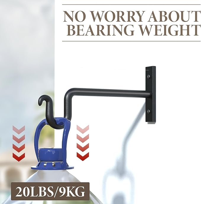 Plant Hook Plant Hanger, 2 Pack 8 Inch Plant Bracket, Metal Plant Wall Hooks for Hanging Flower Basket, Lanterns, Bird Feeder, Wind Chimes Indoor & Outdoor.