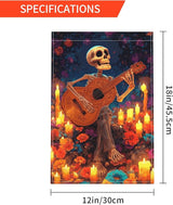 Skull Garden Flag Seasonal Double Sided 12 x 18 Inch Small Yard Flag for Indoor Outdoor Decor Holiday All Seasons