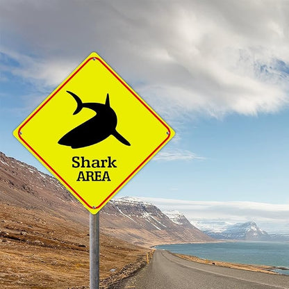Fierce Fish Crossing Sign Caution Fierce FishXing Sign Street Sign Wildlife Novelty Road Fence Wall Decor Warning Metal Tin Sign For Indoor Outdoor Highway12x12in
