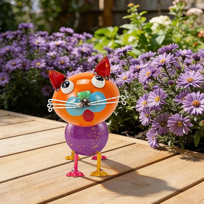Yard Decorations Outdoor Metal Cat Statue Animal Sculptures Garden Decor for Outside, Weatherproof Yard Art Statues for Patio Porch Lawn Cat Gifts