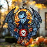 Dracula Halloween Acrylic Suncatcher Stained Glass Effect Window Car Hanging Christmas Ornament Indoor Outdoor Decor Garden Sun Catcher Panel for Halloween Lover for Women Mom Grandma