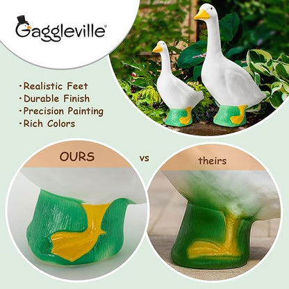 Fox Valley Traders Official Gaggleville 23" Large White Goose, Plastic Garden Décor, Vibrant and Clean Painted Goose Feet - Indoor or Outdoor Decorative Figurine for Garden, Patio, or Entryway Accent