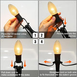 Christmas Pathway Lights Outdoor,38FT 25 Pcs Warm White Extendable Waterproof Walkway Lights with C9 Clear Bulbs and Stakes for Outdoor Yard Porch Driveway Backyard Christmas Decorations