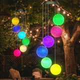 Solar Wind Chime for Outside,Hanging Wind Chimes for Outside,Solar Powered Color Changing Crystal Ball WindChimes,Patio Yard Outdoor Garden Porch Decor,Unique Ourdoor Gifts for Mom Grandma
