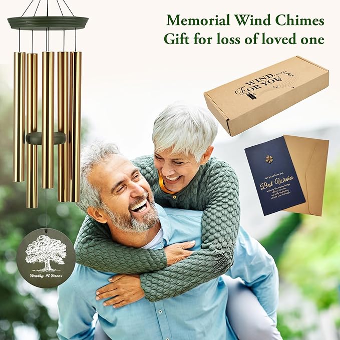 Astarin Personalized Memorial Wind Chimes Gift for Loss of a Loved One,Customized Sympathy Wind Chimes,Bereavement/Memorial Gifts in Memory of Loved One Loss for Outside(Produced in USA)