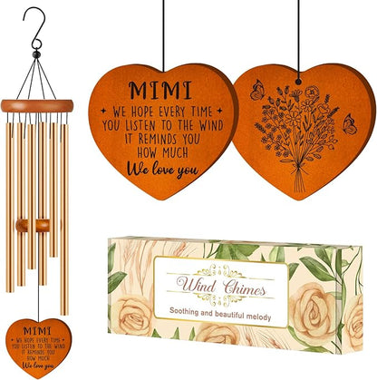 Mimi Gifts, Gifts for Mimi, Mimi Birthday Gift for Grandma from Grandkids, We Love You Mimi Wind Chimes for Birthday Thanksgiving Christmas Mothers Day, Best Mimi Ever Gift Presents