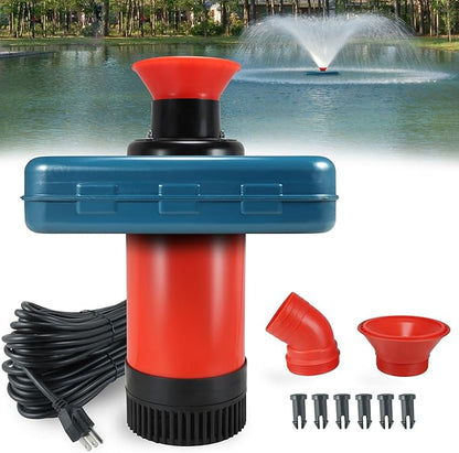 Pond Fountain Aerator, AS1 1HP 750W 15000GPH 110V High Flow Floating Water Fountain Pump With 100ft Power Cord, Thickened Body Aerating Fountains Cascade for Large Small Pond/Lake (No Timer)