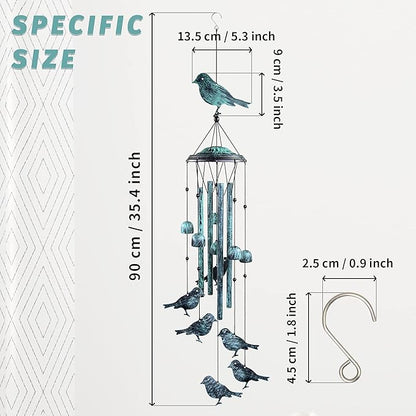 LESES Wind Chimes for Outside, Bird Outdoors Wind Chimes with 4 Aluminum Tubes, 35" Sympathy Windchimes Outdoors Clearance Home Garden Patio Decor, Unique Memorial Gifts for Mom Grandma
