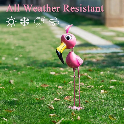 20'' Tall Flamingo Garden Statue, Whimsical Flamingo Metal Garden Decor, Pink Flamingos Bird Yard Art for Yard Porch Patio Decor