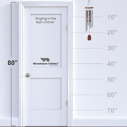 Woodstock Chimes Signature Collection, Singing in The Rain Chime, 25'', Silver Wind Chimes for Outdoor, Patio, Home or Garden Décor (RAIN)