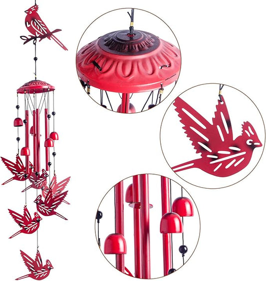 Cardinal for Women,Wind Chimes Outdoor Cardinal Birthday Gifts for Men/Mom/Grandma R ed Bird Metal WindChimes Outside/Indoors, Lawn, Patio, Garden Decor, Yard Decorations