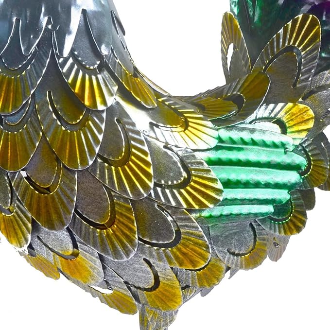 Metal Rooster Statue Garden Chicken Sculpture Decoration Metal Yard Art for Yard Outdoor Indoor Decoration (#A)