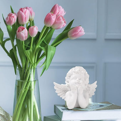 BRABUD Resin White Angle Statue Praying Cherub Statue Indoor Outdoor Home Garden Wings Angel Decoration Figurine Collection 4.9'' TQGJBS70