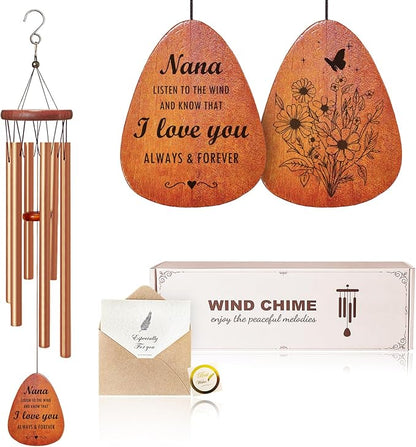 Gifts for Grandma Nana from Grandkids Granddaughter Grandchildren, Wind Chimes Birthday Gifts for Nana Grandma Garden Patio Decoration