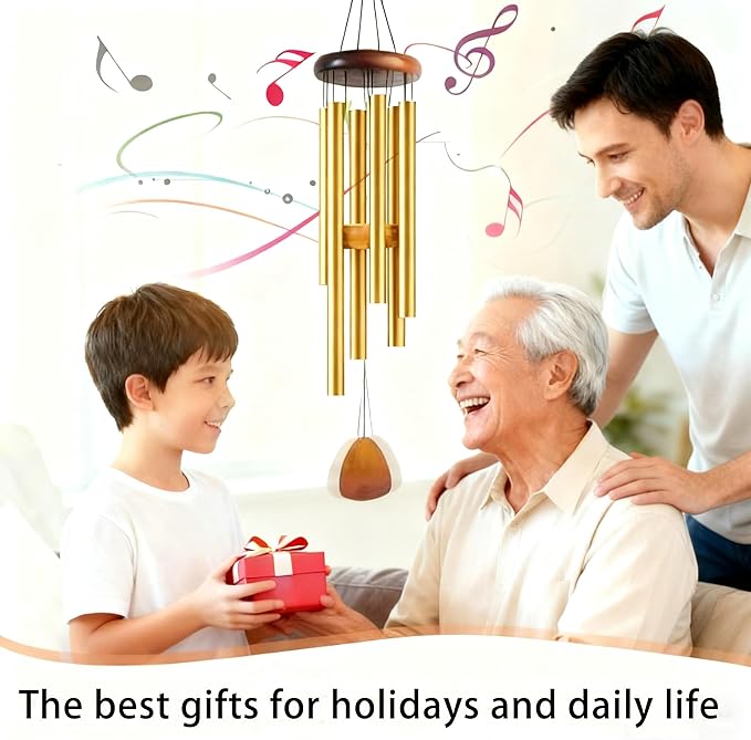 37 Inch Deep Tone Wind Chimes for Outside, Memorial Wind Chimes for Loss of Loved One, Large Gold Metal Wind Chimes for Garden Decor, Sympathy Gifts for Bereavement, Outdoor Chimes
