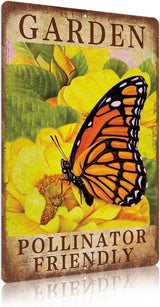 Vintage Garden Signs Pollinator Friendly Butterfly Retro Yard Metel Tin Signs outdoor Aluminium Wall Decor