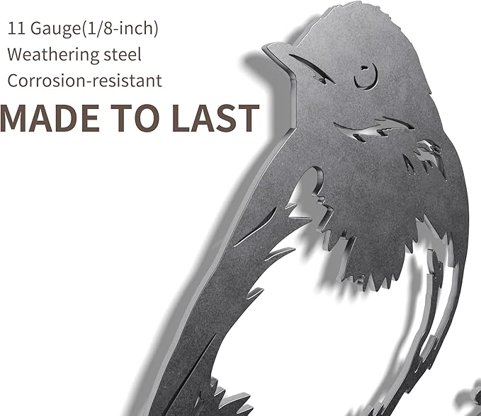 NOAHAMMER Birds Silhouette Yard Decor - Outdoor Metal Rusty Owl Statue Garden Decoration Art - Art Gifts Steel Metal Silhouette Bird on Tree