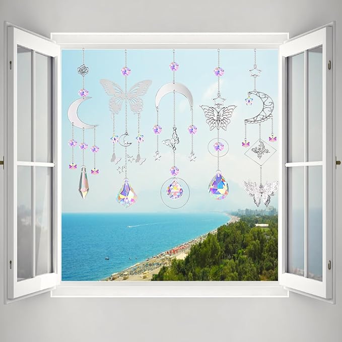 Lyukii 300 Pcs DIY Suncatchers Making Kits Craft for Adults Crystal Suncatchers for Window Hanging Sun Catcher with Chain Rainbow Maker Crystal Prisms Decor for Home Garden Party Wedding Ornament