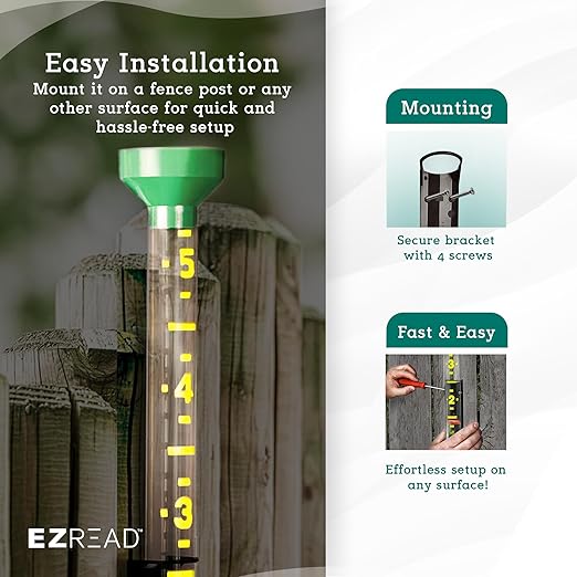 Headwind EZRead 26” Giant Professional Outdoor rain Gauge, USA Made Heavy Duty All Weather Freeze Proof mountable with Float, Hunter Green (820-0019)