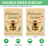 Perfectinsoy Pollinator Garden with Native Plants Pesticide Free Garden Flag, No Mow Sign, Pollinator Friendly Garden Sign, Welcome Yard Farmhouse Spring Outdoors Decor, Bee Lover Gifts for Gardeners