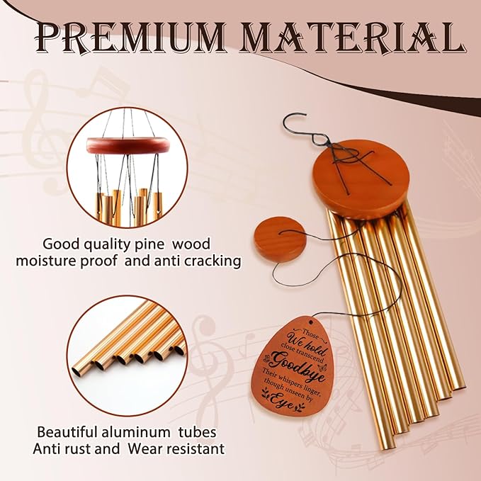 Memorial Wind Chimes for Loss of Mother Father - Sympathy Gifts for Loss of Loved One - in Memory of Mom Dad Gifts - Bereavement Gift Idea, Remembrance Wind Chimes, 25.5"