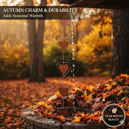 Metal Love Rain Chain for Gutters, Rust Resistant Outdoor Rain Catcher, Perfect for Heavy Rain, Indoor/Outdoor Decoration, Dark Bronze Finish