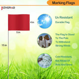 80Pack Red&White&Pink&Yellow Marking Flags, JIZHGRAD 15x4x5 Inch Marker Flags Use for Yard & Lawn, Boundary & Dog Training, Survey & Landscape, Sprinkler & Surveyor, Garden & Construction, High Visibility, Sturdy, Versatile, UV & Weather Resistant