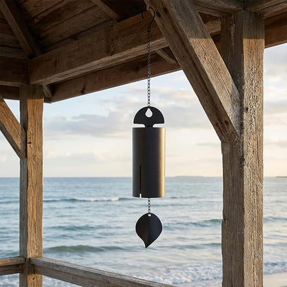 Wind Chimes for Outside Deep Tone, Black Large Metal Unique Serenity Bell with Deep Resonance Cylinder Memorial Wind Chime Outdoor for Garden Patio Yard Porch