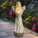 Angel Statue for Garden - 16.3 inches Guardian Solar Garden Statues with Solar Lights, Angel Figurines Gardening Gifts for Mom Grandma Lawn Outdoor Ornaments Figurines for Outdoor Decor
