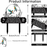 Rngmsi Hummingbird Cemetery Decorations for Grave, Bird Flower Metal Memorial Grave Markers for Humans, Memorial Plaques for Outdoors Grave Decor Sympathy Stake for Mom Dad Outside Yard Garden