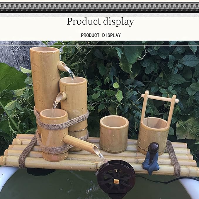 Garden Water Feature Water Features for The Garden Bird Bath Water Feature Pump Bamboo Fountains and Water Feature Gardens Add Luster to Your Or Backyard,Green,1(35Cm/13.7In)