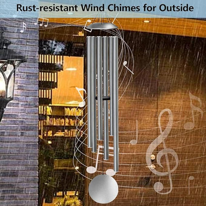 66" Wind Chimes for Outside Deep Tone - 6 Thicken Tubes Large Wind Chimes for Outdoor, Gifts for Valentines Day, Women, Mom, Grandma, Sympathy, Big Windchimes for Garden and Patio (Antique Silver)