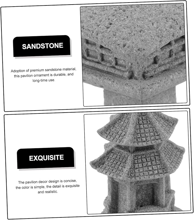 POPETPOP 3pcs Miniature Pavilion Statue Garden Decor for Bonsai Landscape Sandstone Garden Ornaments for Decoration
