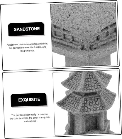 POPETPOP 3pcs Miniature Pavilion Statue Garden Decor for Bonsai Landscape Sandstone Garden Ornaments for Decoration