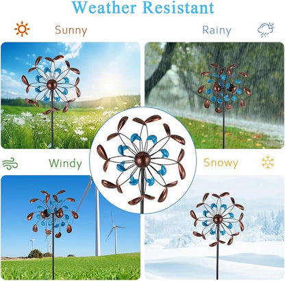 Wind Spinner Outdoor, Wind Sculpture Spinner with Metal Stake, Yard Art Decor for Patio, Lawn & Garden 13 * 57 inches