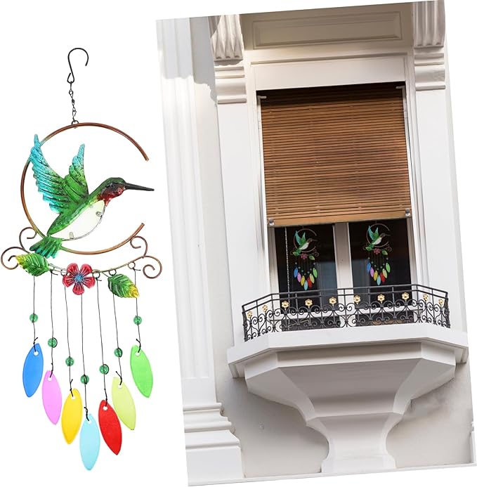 BESPORTBLE 1pc Hummingbird Pendant Wind Chime Unique Iron Handicraft Hanging Decor for Porch Garden Living Room Lightweight and Easy to Install Present for Friends and Family