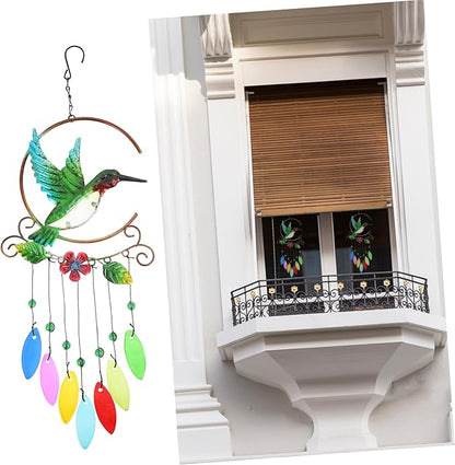 BESPORTBLE 1pc Hummingbird Pendant Wind Chime Unique Iron Handicraft Hanging Decor for Porch Garden Living Room Lightweight and Easy to Install Present for Friends and Family