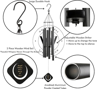 Whistywares Deep Tone Outside Wind Chime - Large Tube Wind Chimes for Outdoors - Soothing Tuned Tones - Ideal Feng Shui Chime - Windchime for Home, Garden or Patio.